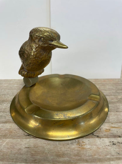 VINTAGE BRASS BIRD ASH TRAY 3.5"x5.25"