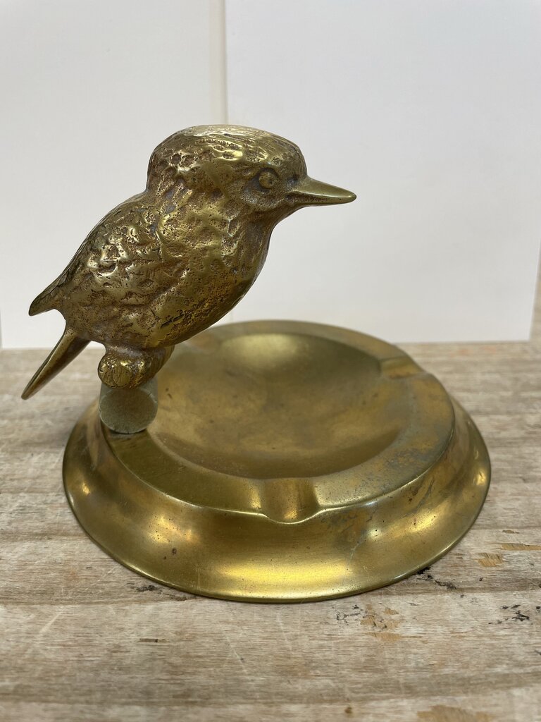 VINTAGE BRASS BIRD ASH TRAY 3.5"x5.25"