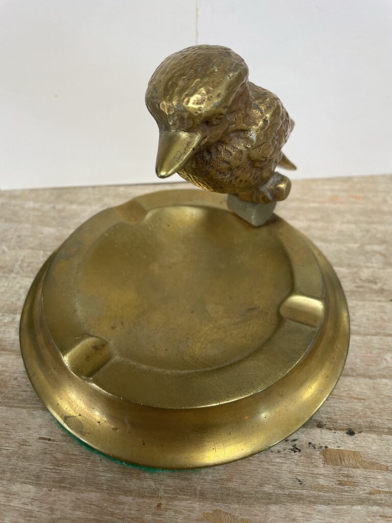 VINTAGE BRASS BIRD ASH TRAY 3.5"x5.25"