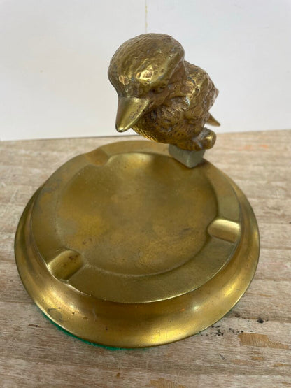 VINTAGE BRASS BIRD ASH TRAY 3.5"x5.25"