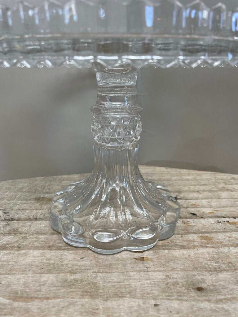 HOBNAIL AND FAN PRESSED CAKE STAND 8.5"x6.25"
