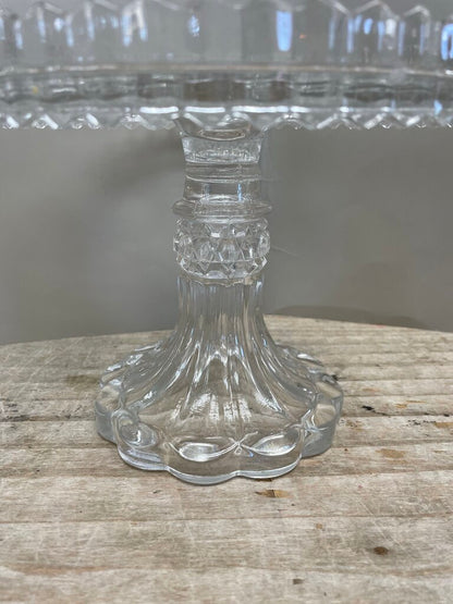 HOBNAIL AND FAN PRESSED CAKE STAND 8.5"x6.25"