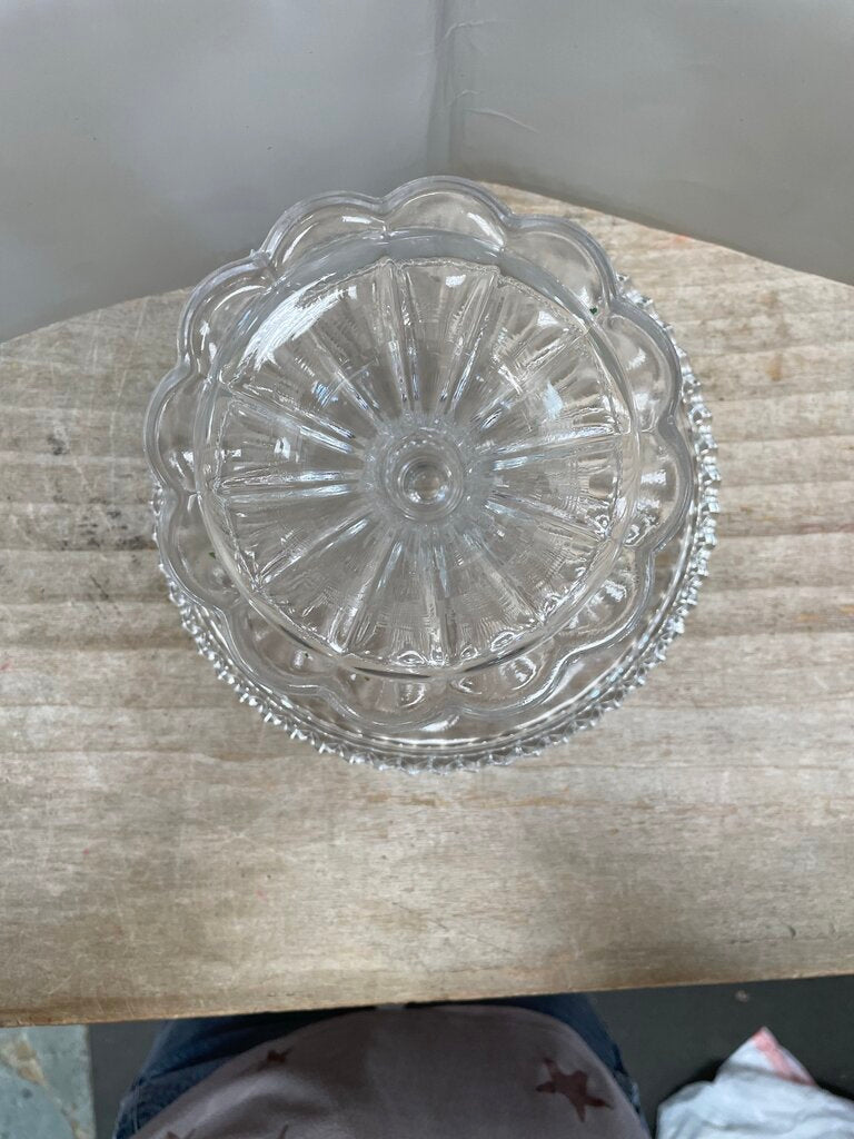 HOBNAIL AND FAN PRESSED CAKE STAND 8.5"x6.25"