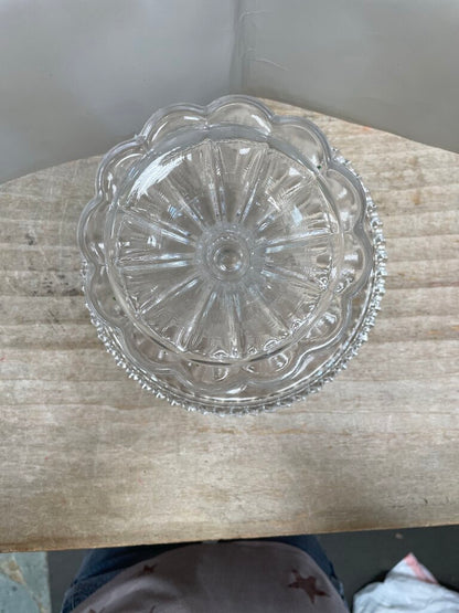 HOBNAIL AND FAN PRESSED CAKE STAND 8.5"x6.25"
