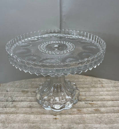 HOBNAIL AND FAN PRESSED CAKE STAND 8.5"x6.25"