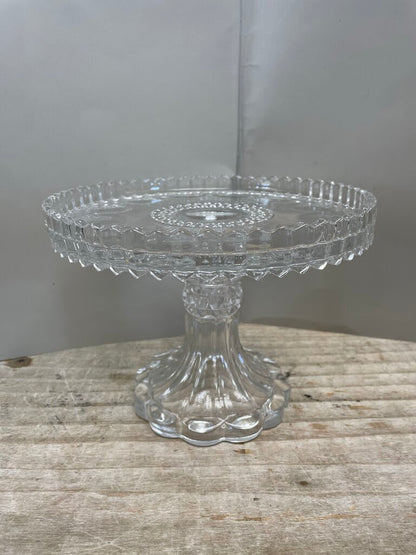 HOBNAIL AND FAN PRESSED CAKE STAND 8.5"x6.25"