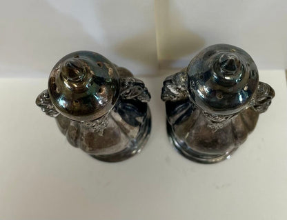 SILVER PLATED SALT AND PEPPER SHAKERS BAROQUE