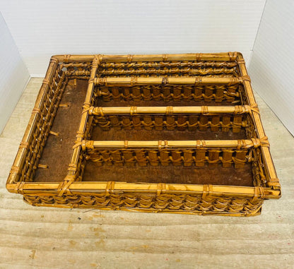 VINTAGE WICKER RATTAN UTENSIL HOLDER