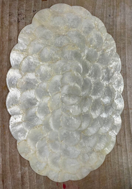 VINTAGE SHELL CRAFT CAPIZ SHELL PLACEMAT 19"X13"