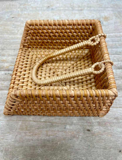SMALL RATTAN NAPKIN HOLDER FOR 5" NAPKINS