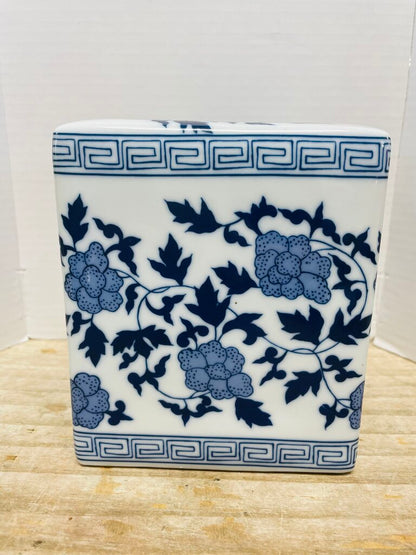 GUMPS BLUE CERAMIC TISSUE BOX 6"x 5.5"