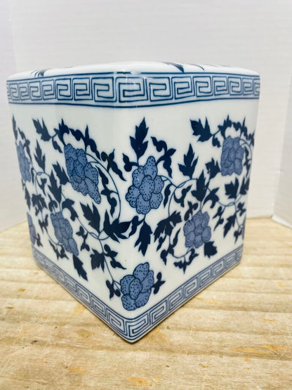 GUMPS BLUE CERAMIC TISSUE BOX 6"x 5.5"