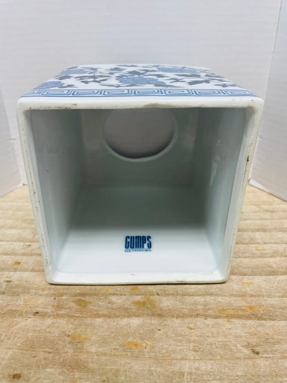 GUMPS BLUE CERAMIC TISSUE BOX 6"x 5.5"