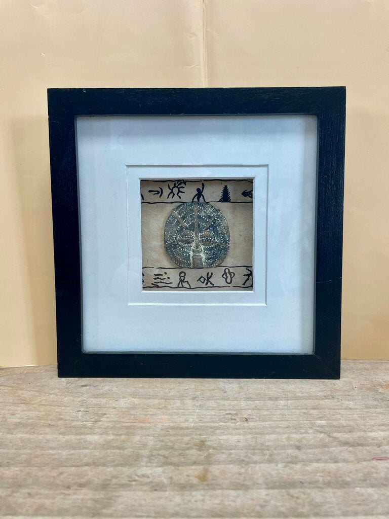 VINTAGE BRONZE SCULPTURE IN SHADOW BOX 8 5/8" x 8 5/8"
