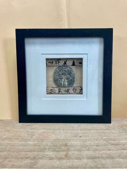 VINTAGE BRONZE SCULPTURE IN SHADOW BOX 8 5/8" x 8 5/8"