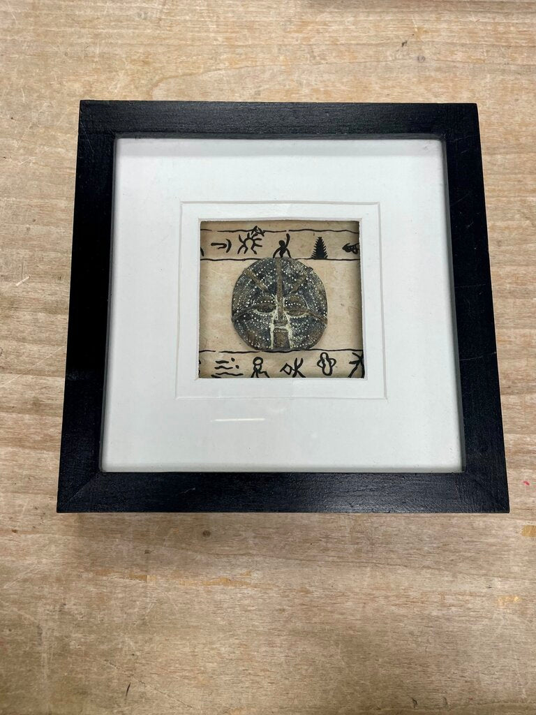 VINTAGE BRONZE SCULPTURE IN SHADOW BOX 8 5/8" x 8 5/8"