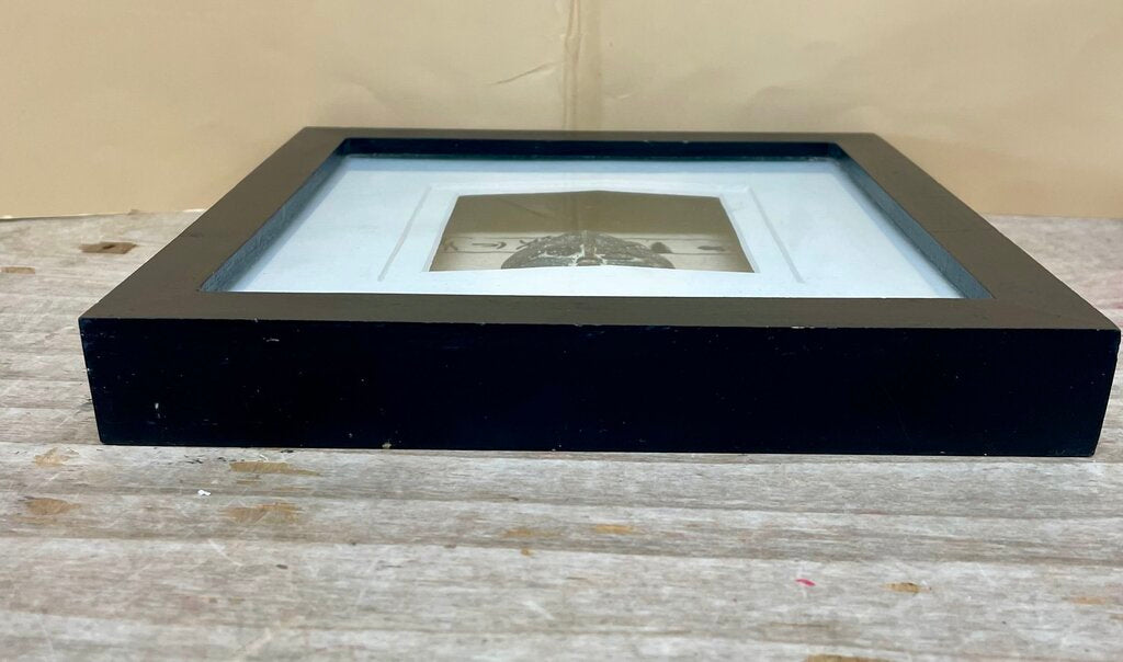 VINTAGE BRONZE SCULPTURE IN SHADOW BOX 8 5/8" x 8 5/8"