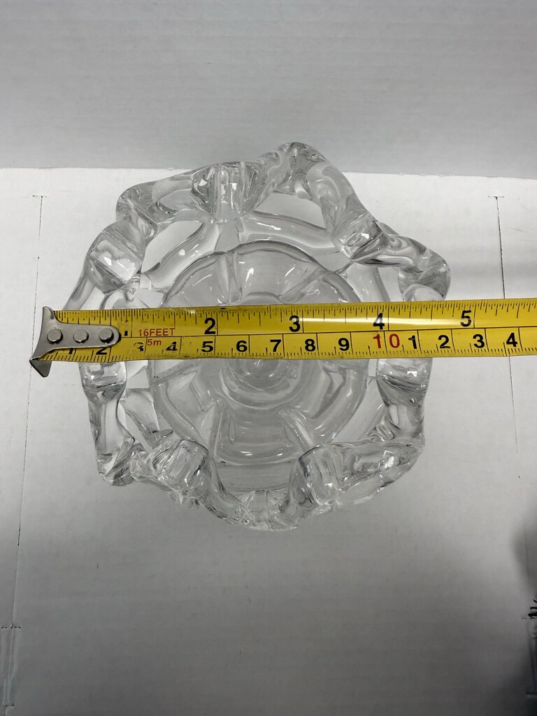 LATTICE CLEAR GLASS BOWL ON STAND SCULPTURE