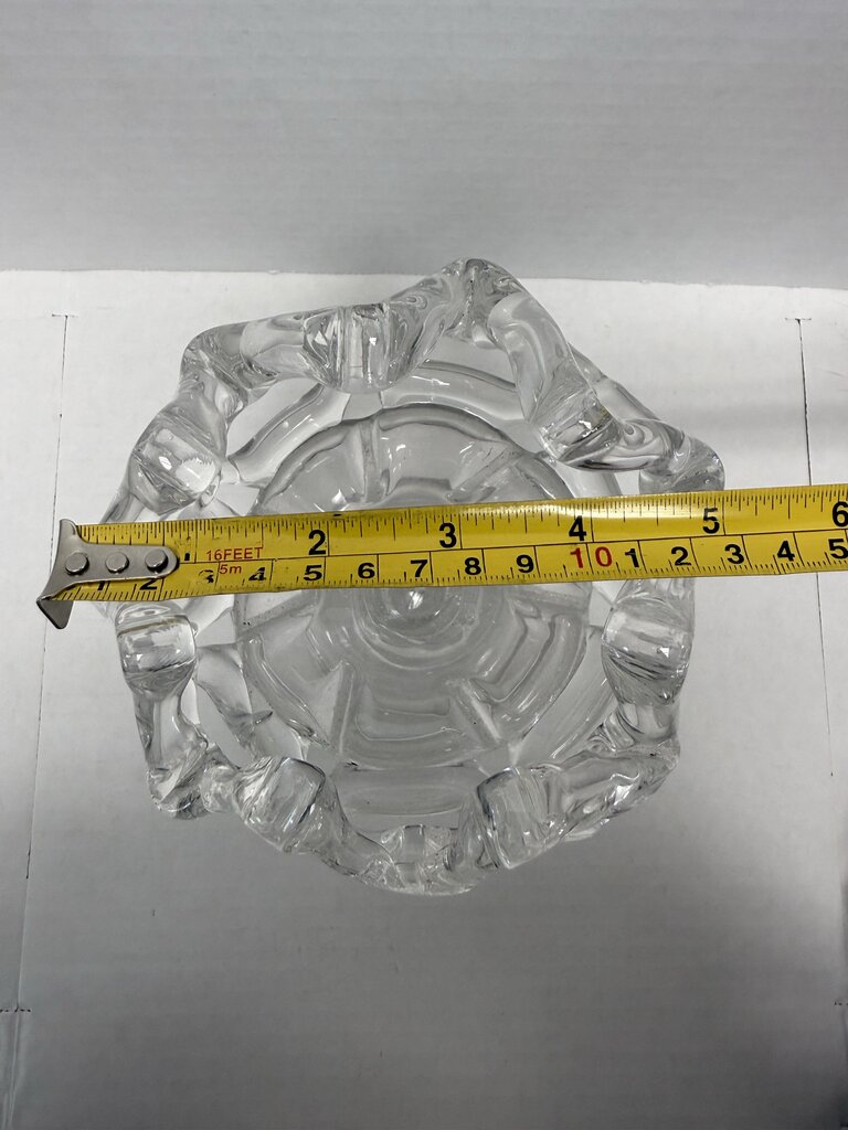 LATTICE CLEAR GLASS BOWL ON STAND SCULPTURE