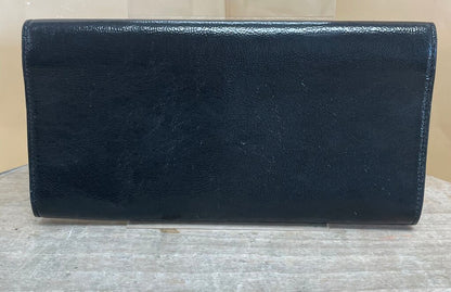 YSL BLACK PATENT LEATHER CLUTCH L9.5"H5"
