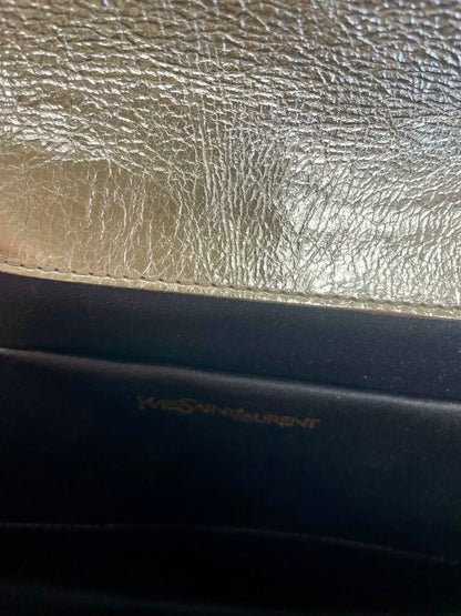 YSL GOLD LEATHER CLUTCH L11"H6.5"