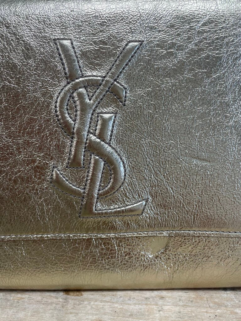 YSL GOLD LEATHER CLUTCH L11"H6.5"
