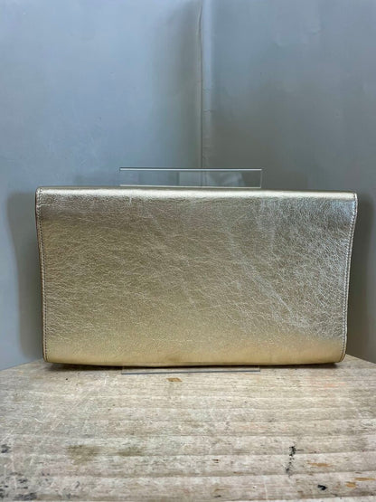 YSL GOLD LEATHER CLUTCH L11"H6.5"