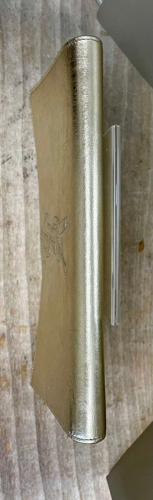 YSL GOLD LEATHER CLUTCH L11"H6.5"