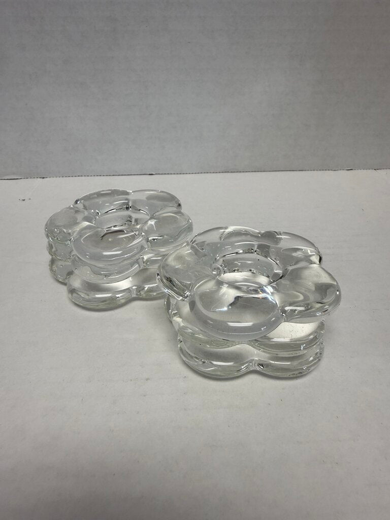 GLASS FLORAL NAPKIN RINGS SET OF 6