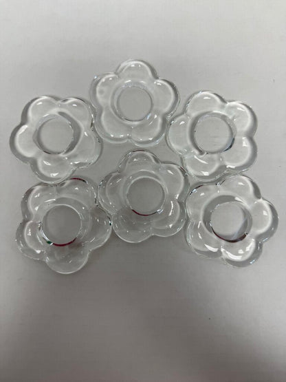 GLASS FLORAL NAPKIN RINGS SET OF 6