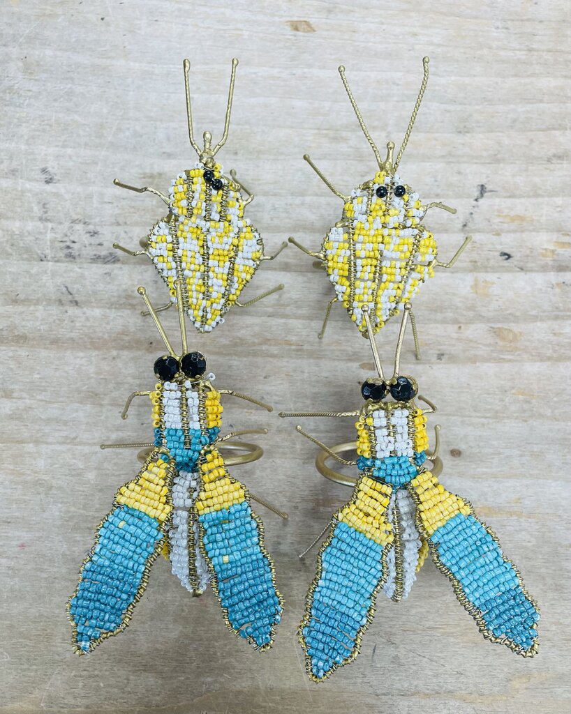 BEADED INSECT NAPKIN RING SET OF 4
