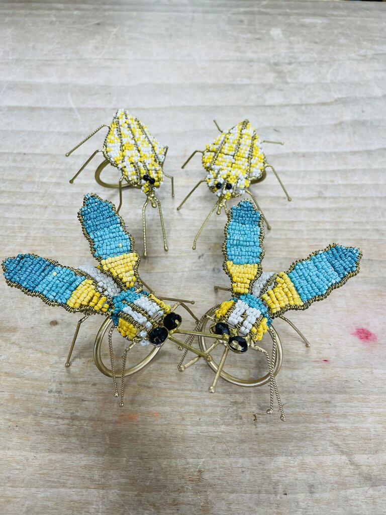 BEADED INSECT NAPKIN RING SET OF 4