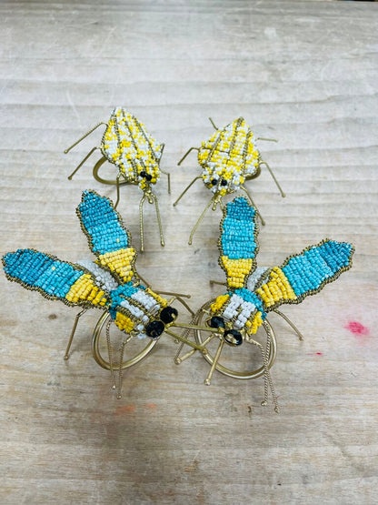 BEADED INSECT NAPKIN RING SET OF 4