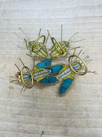 BEADED INSECT NAPKIN RING SET OF 4