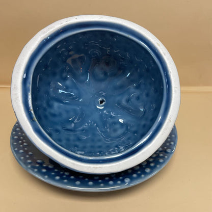 OCTOPUS STONEWARE COVERED DISH 6.25"ACROSS 5.5"HIGH