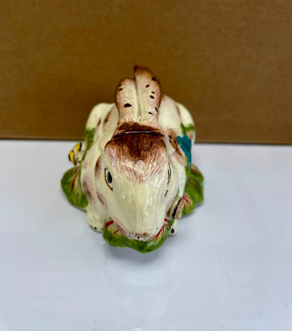 LIDDED TUREEN RABBIT TRINKET BOX 4"x2.5"