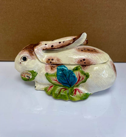 LIDDED TUREEN RABBIT TRINKET BOX 4"x2.5"
