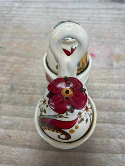 PIER 1 RARE SALT AND PEPPER SHAKER SET W/ HOLDER