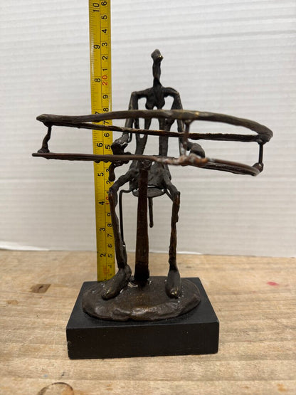 MAN PLAYING PIANO METAL BRONZE SCULPTURE