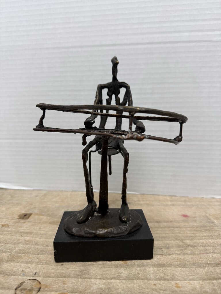 MAN PLAYING PIANO METAL BRONZE SCULPTURE