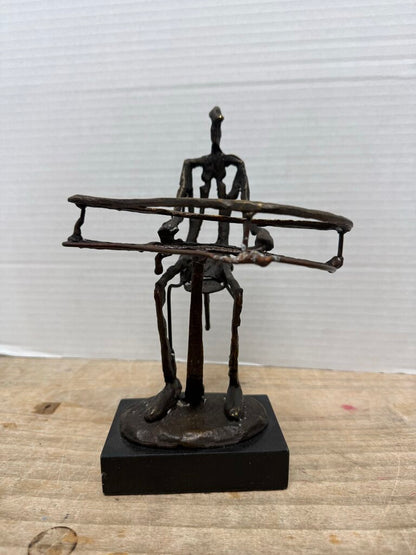 MAN PLAYING PIANO METAL BRONZE SCULPTURE