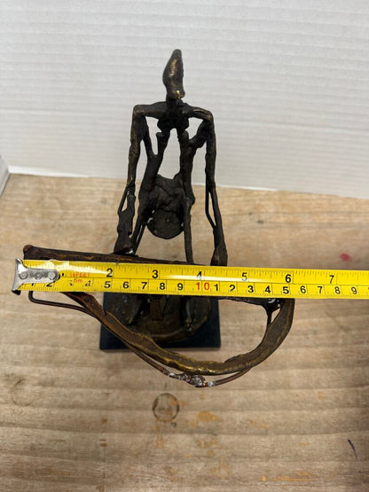 MAN PLAYING PIANO METAL BRONZE SCULPTURE