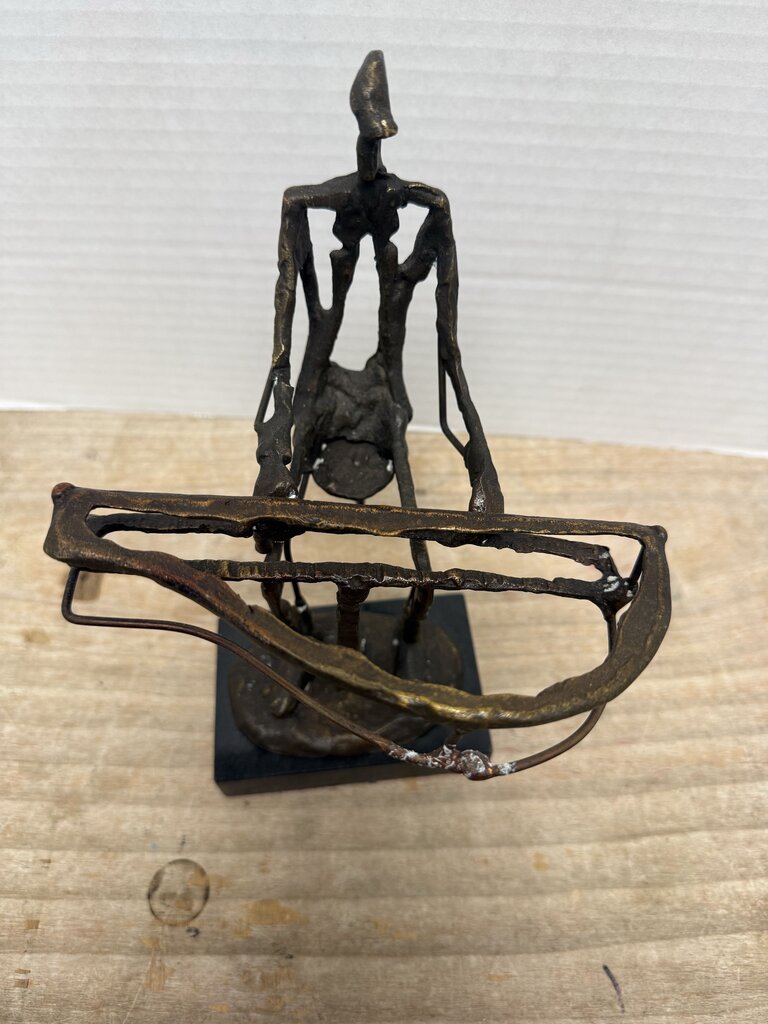 MAN PLAYING PIANO METAL BRONZE SCULPTURE
