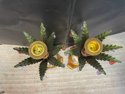 GANZ PALM TREE MULTICOLOR CRYSTAL HOLDER SET OF 2 11"