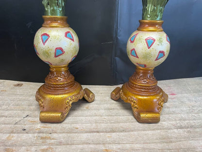 GANZ PALM TREE MULTICOLOR CRYSTAL HOLDER SET OF 2 11"