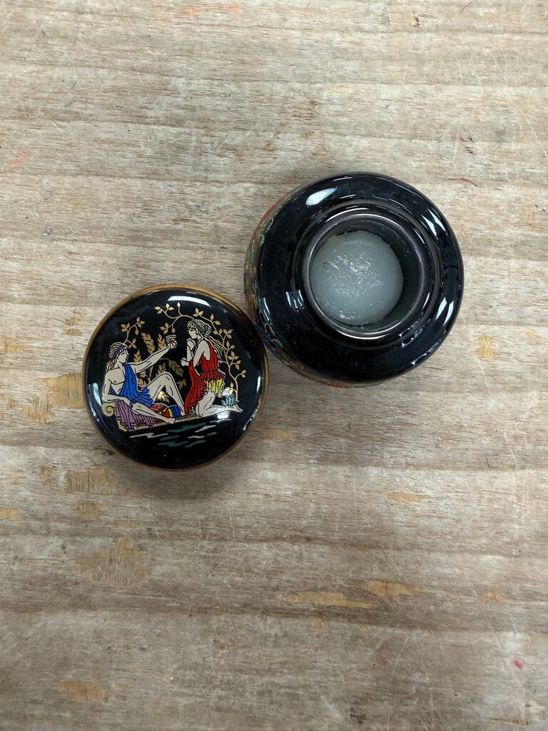 VINTAGE ROMAN GREEK SOLID PERFUME LIDDED JAR