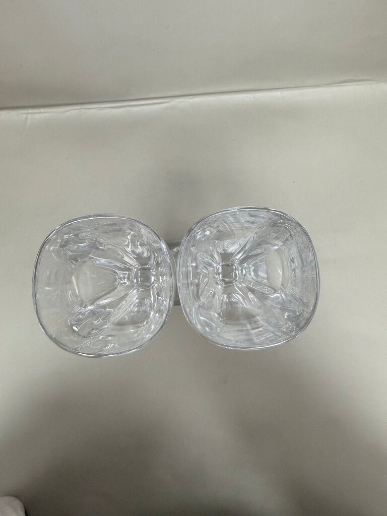 HEAVYWEIGHT SQUARE BASE CHAMPAGNE FLUTES SET OF 2 7"
