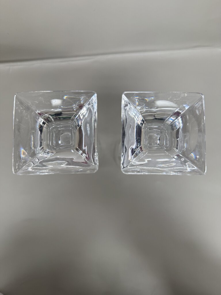 HEAVYWEIGHT SQUARE BASE CHAMPAGNE FLUTES SET OF 2 7"