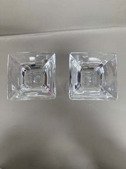 HEAVYWEIGHT SQUARE BASE CHAMPAGNE FLUTES SET OF 2 7"