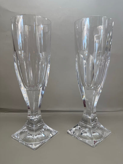 HEAVYWEIGHT SQUARE BASE CHAMPAGNE FLUTES SET OF 2 7"